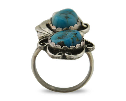 Navajo Ring 925 Silver Blue Turquoise Artist Signed Zazzie C.80's