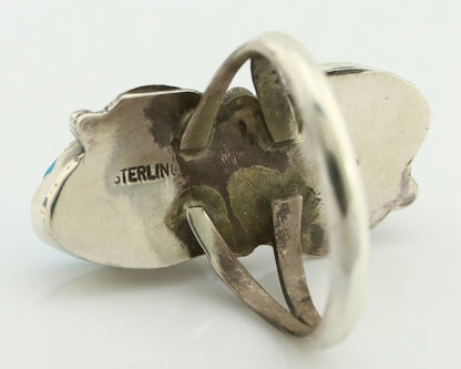 Navajo Ring 925 Silver Blue Turquoise Artist Signed K C.80's