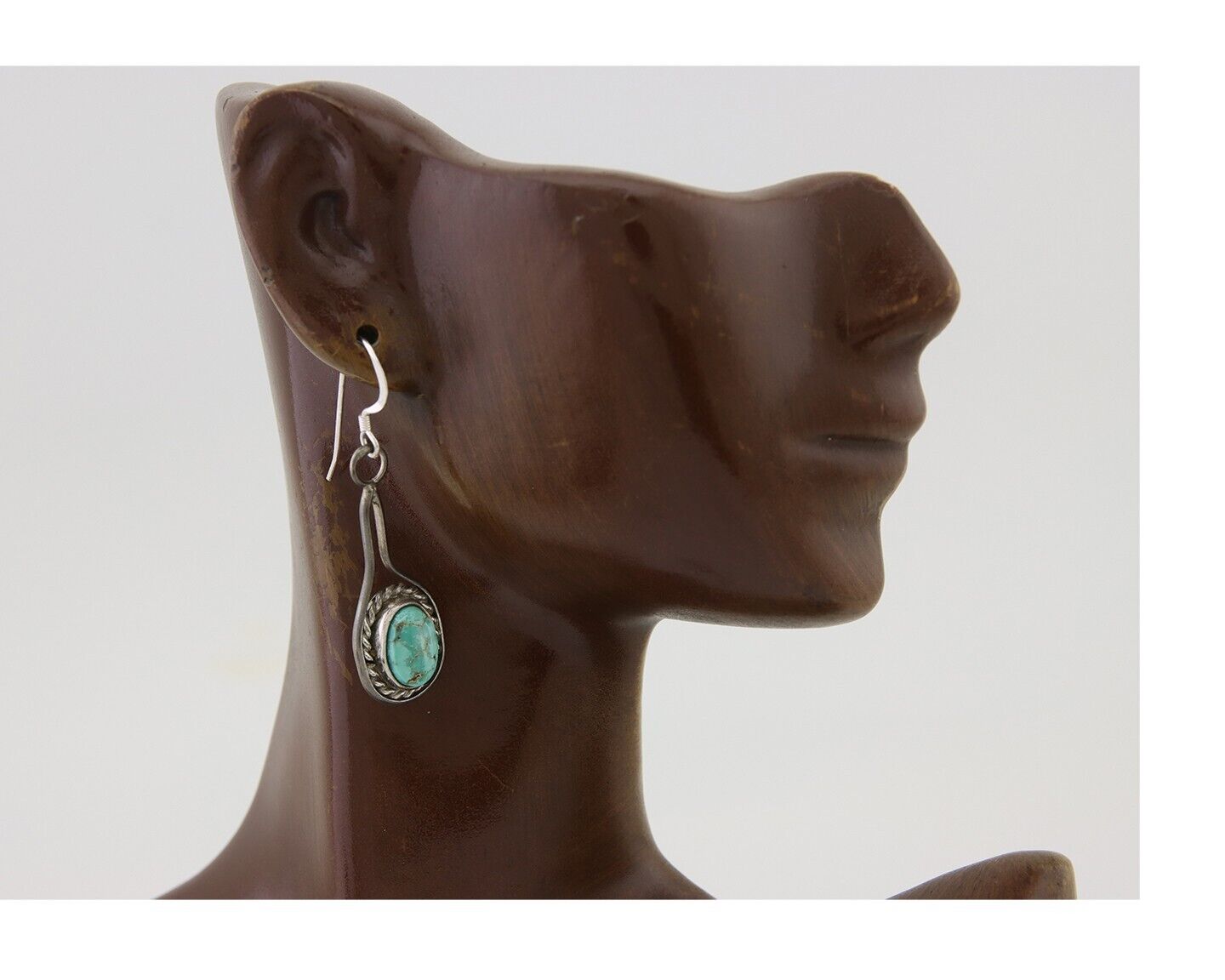 Navajo Dangle Earrings 925 Silver Natural Turquoise Native American Artist C.80s