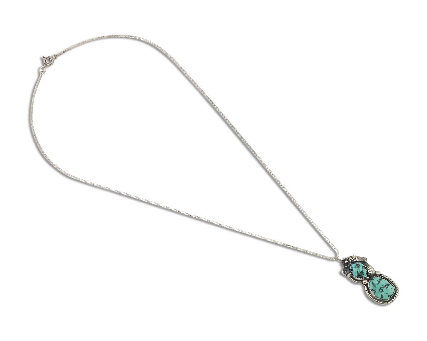 Navajo Necklace 925 Silver Natural Turquoise Signed Tom Willeto C.80s