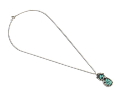 Navajo Necklace 925 Silver Natural Turquoise Signed Tom Willeto C.80s