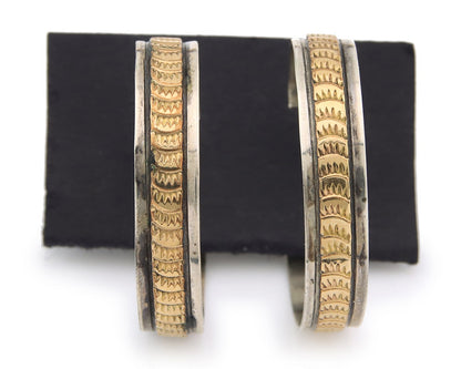 Navajo Earrings Sterling Silver & Gold Vintage Handmade