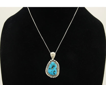 Navajo Necklace 925 Silver Natural Turquoise Artist Signed Tommy C.80's