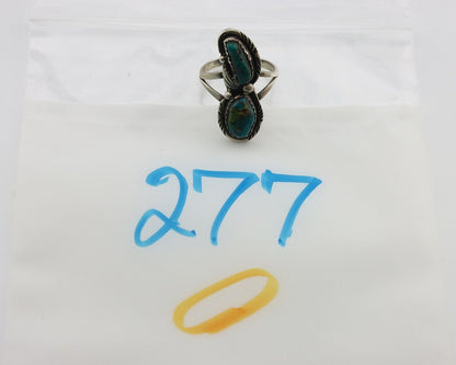 Navajo Ring 925 Silver Natural AAA Blue Turquoise Artist Signed Tom Willeto C80s