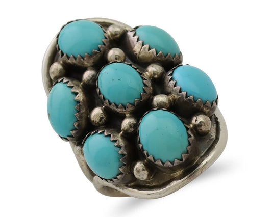 Navajo Handmade Ring 925 Silver Kingman Turquoise Native American C.80's