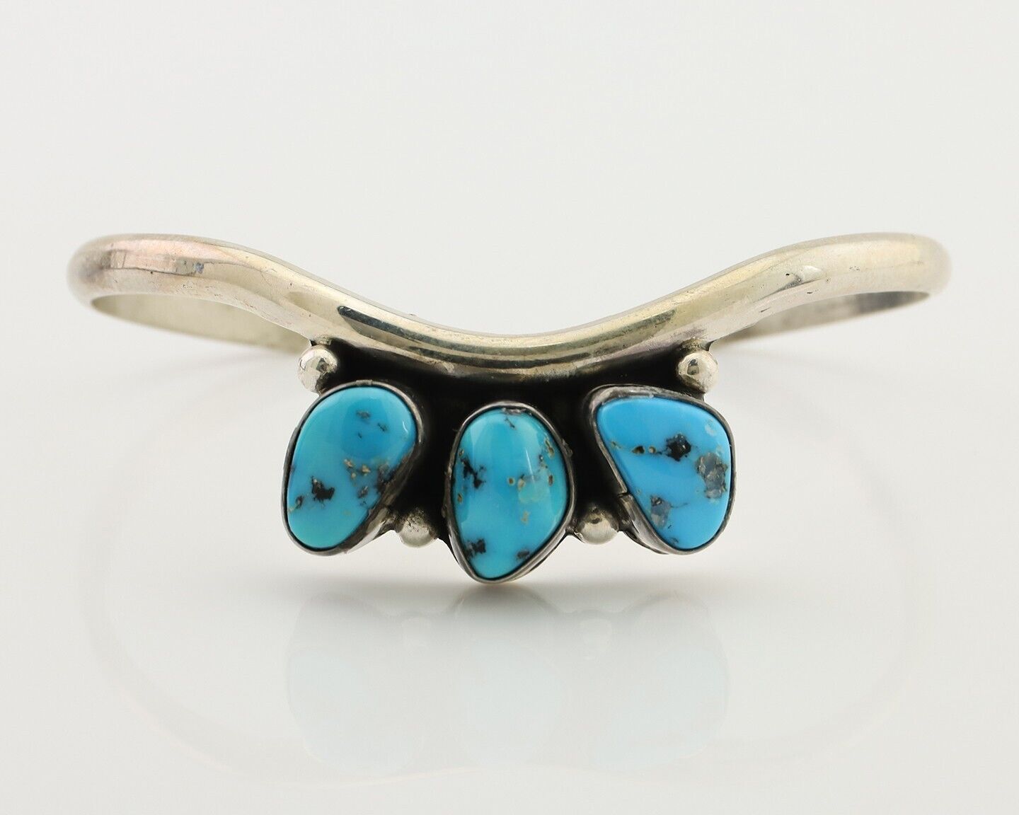 Navajo Bracelet 925 Silver Morenci Turquoise Artist Signed Frank Sandoval C.80's