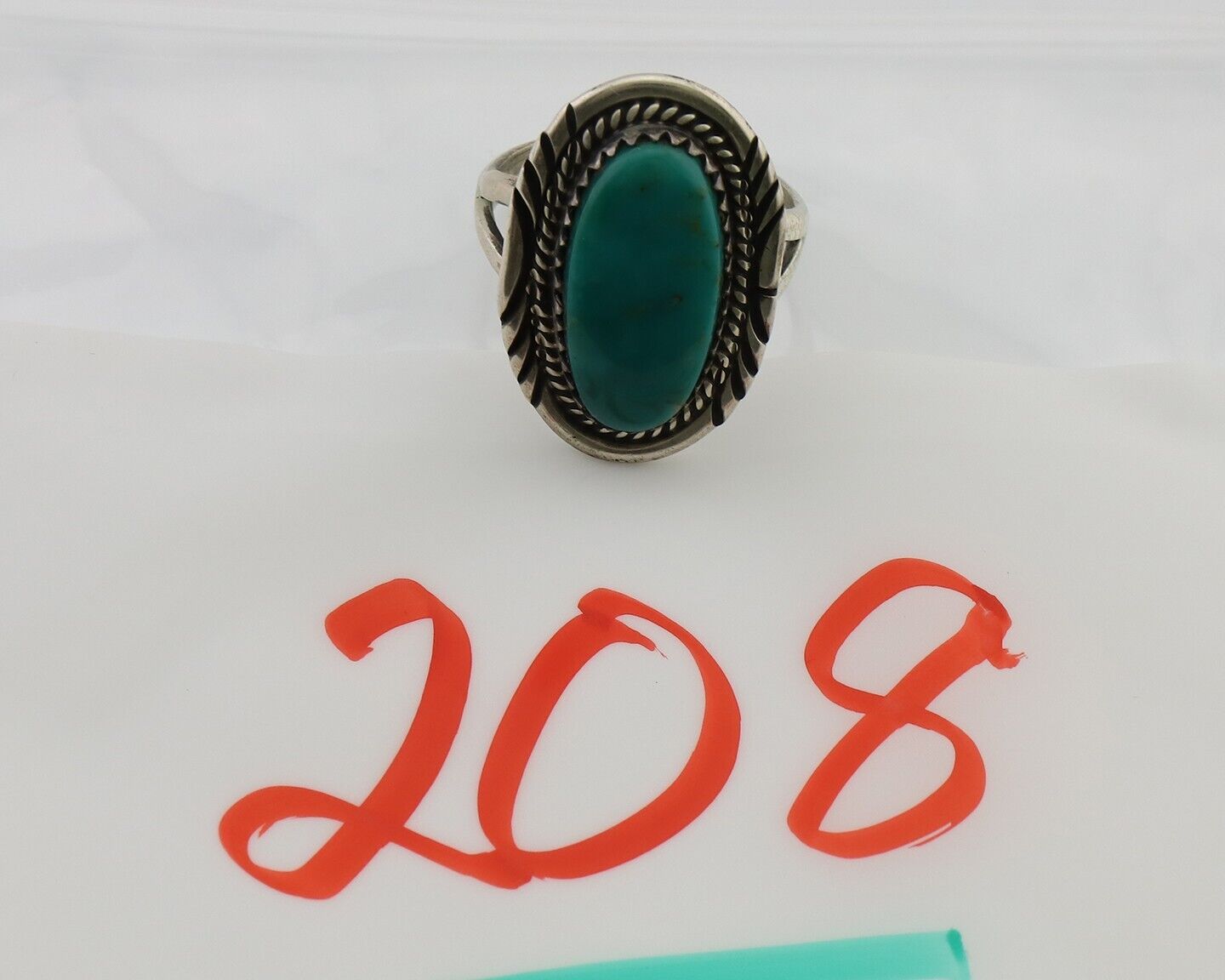 Navajo Ring 925 Silver Natural Turquoise Native American Artist C.80's