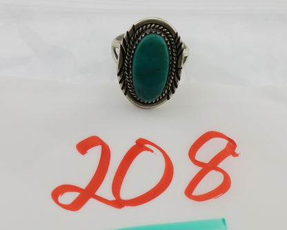 Navajo Ring 925 Silver Natural Turquoise Native American Artist C.80's