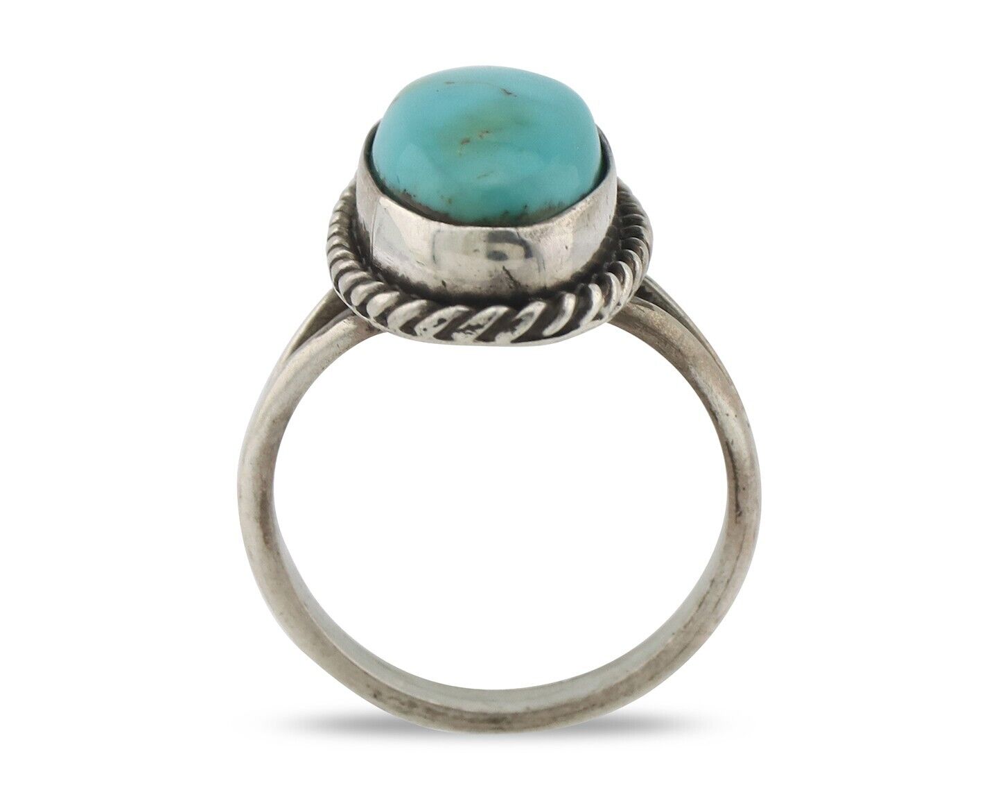 Navajo Ring .925 Silver Natural Kingman Turquoise Native American Artist C.80's