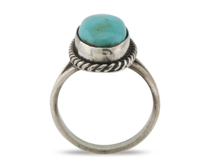 Navajo Ring .925 Silver Natural Kingman Turquoise Native American Artist C.80's