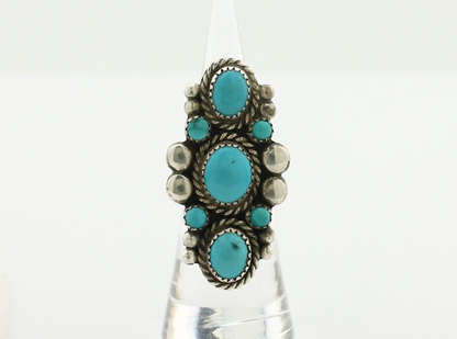 Navajo Ring 925 Silver Blue Turquoise Artist Signed M Charlie C.80's