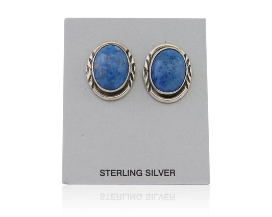 Navajo Paw Earrings 925 Silver Blue Denim Lapis Native American Artist C.80's