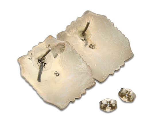 Navajo Earrings 925 Silver Handmade Natural Lapis Artist Signed Begay C.80's