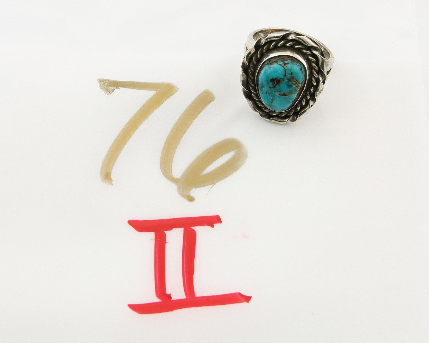 Navajo Ring 925 Sterling Natural Mined Arizona Turquoise C.80's Size 5.75