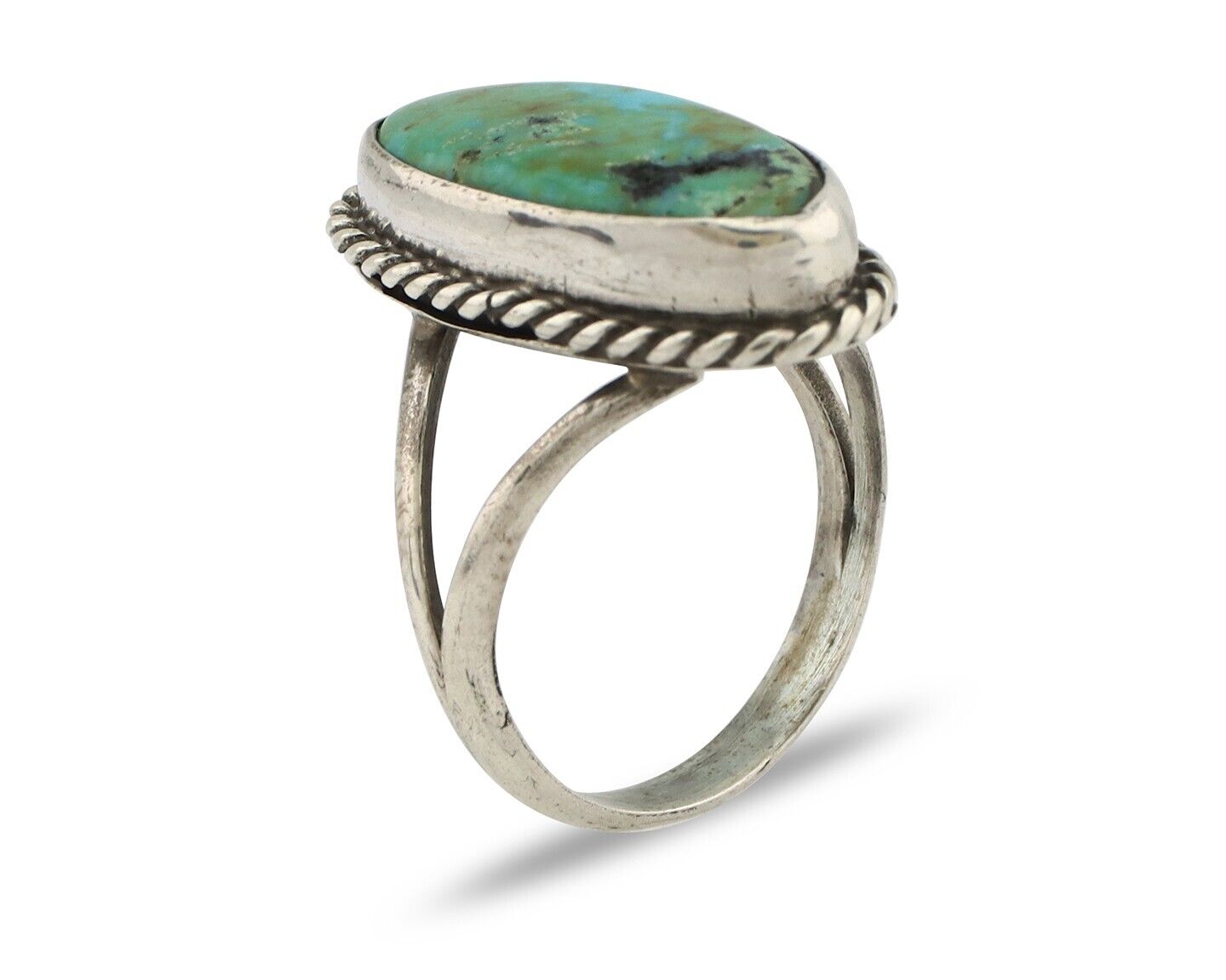 Navajo Ring 925 Silver Kingman Turquoise Artist Native American Signed C.80's