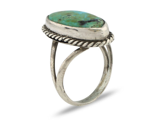 Navajo Ring 925 Silver Kingman Turquoise Artist Native American Signed C.80's