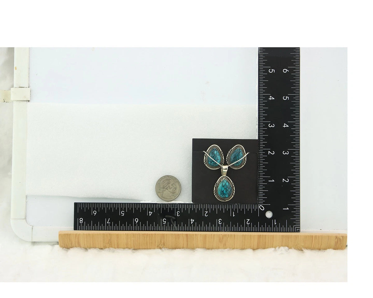 Navajo Necklace Earrings Set Sterling Silver Turquoise Vintage Signed Begay