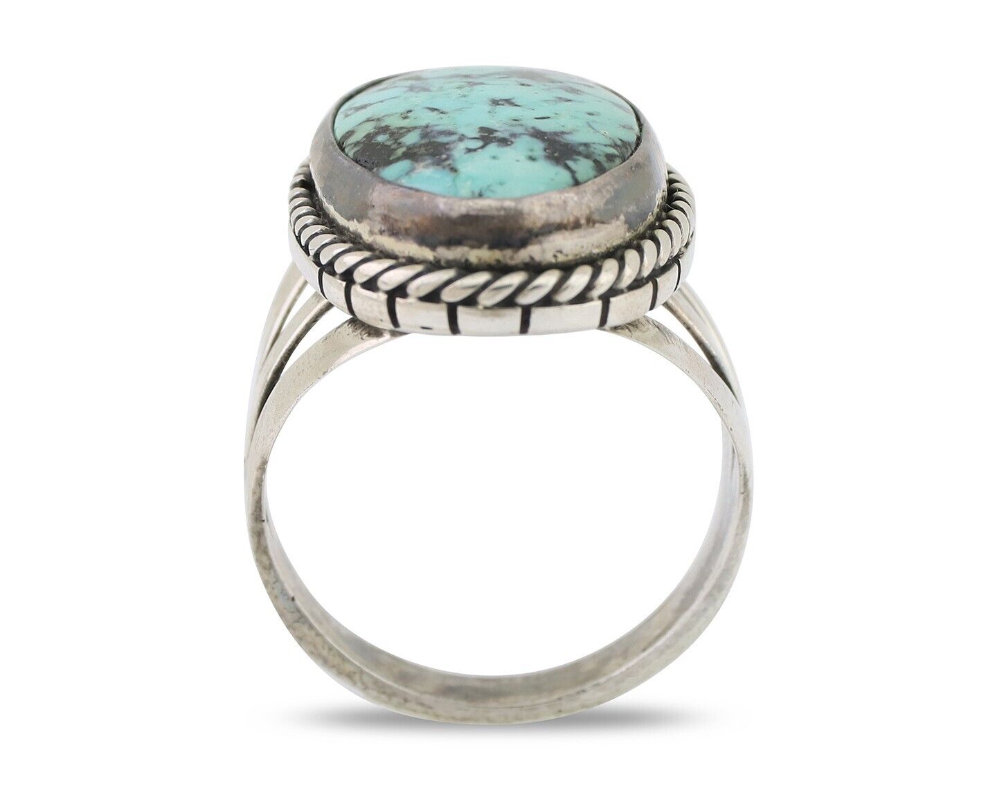 Navajo Ring 925 Silver Turquoise Native American Artist Size 7.75 C.80's