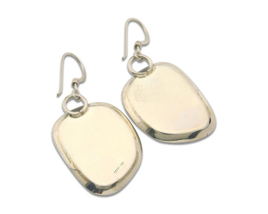 Navajo Earrings 925 Silver Handmade Natural Turquoise Signed J Linkin C.80's