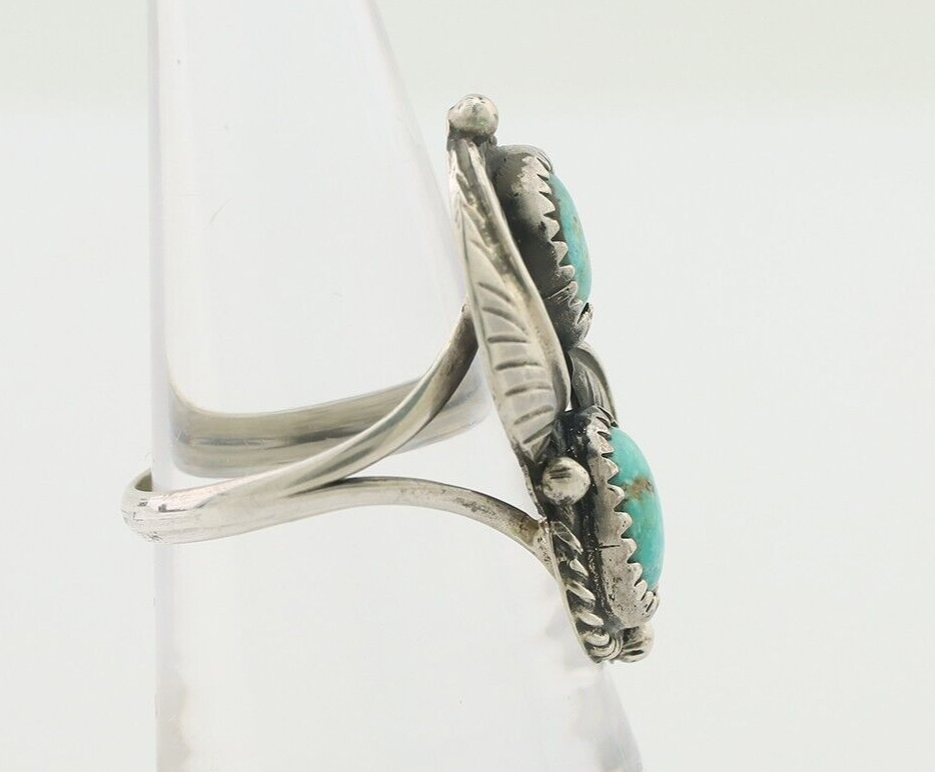 Navajo Ring 925 Silver Signed MC Natural Mined Turquoise C.80's