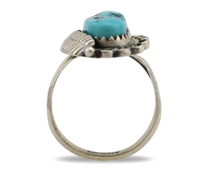 Navajo Ring .925 Silver Sleeping Beauty Turquoise Native American Artist C.80's