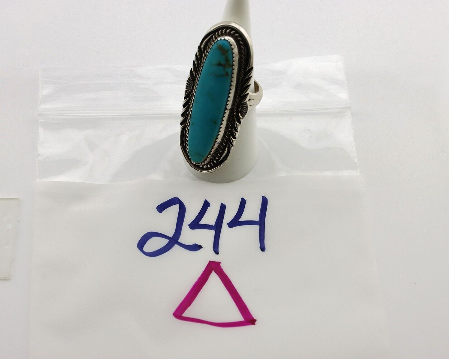 Navajo Ring 925 Silver Natural Mined Turquoise Artist Signed Mike Begay C.80's