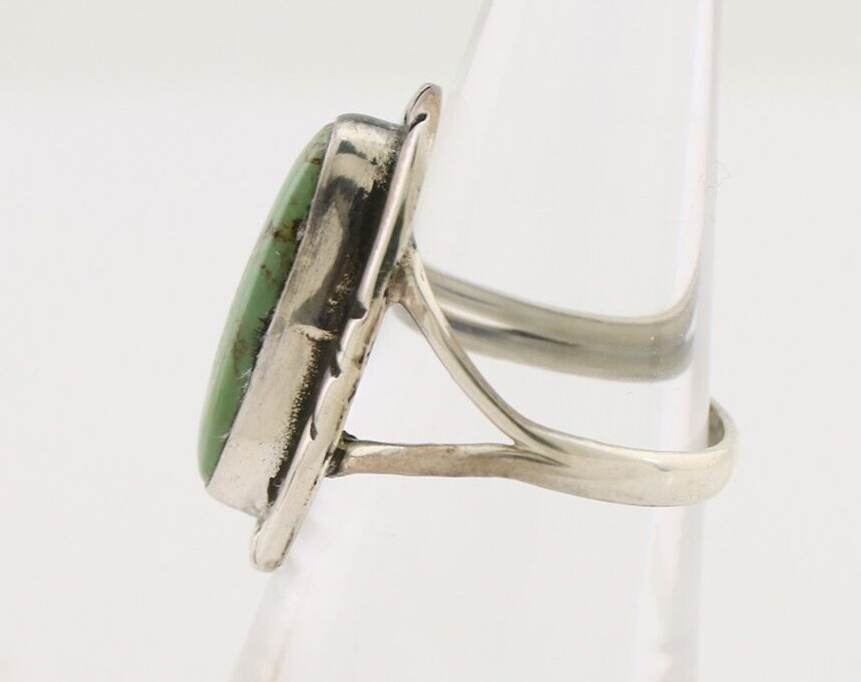 Navajo Handmade Ring 925 Silver Green Turquoise Artist Signed Kachina C.80's