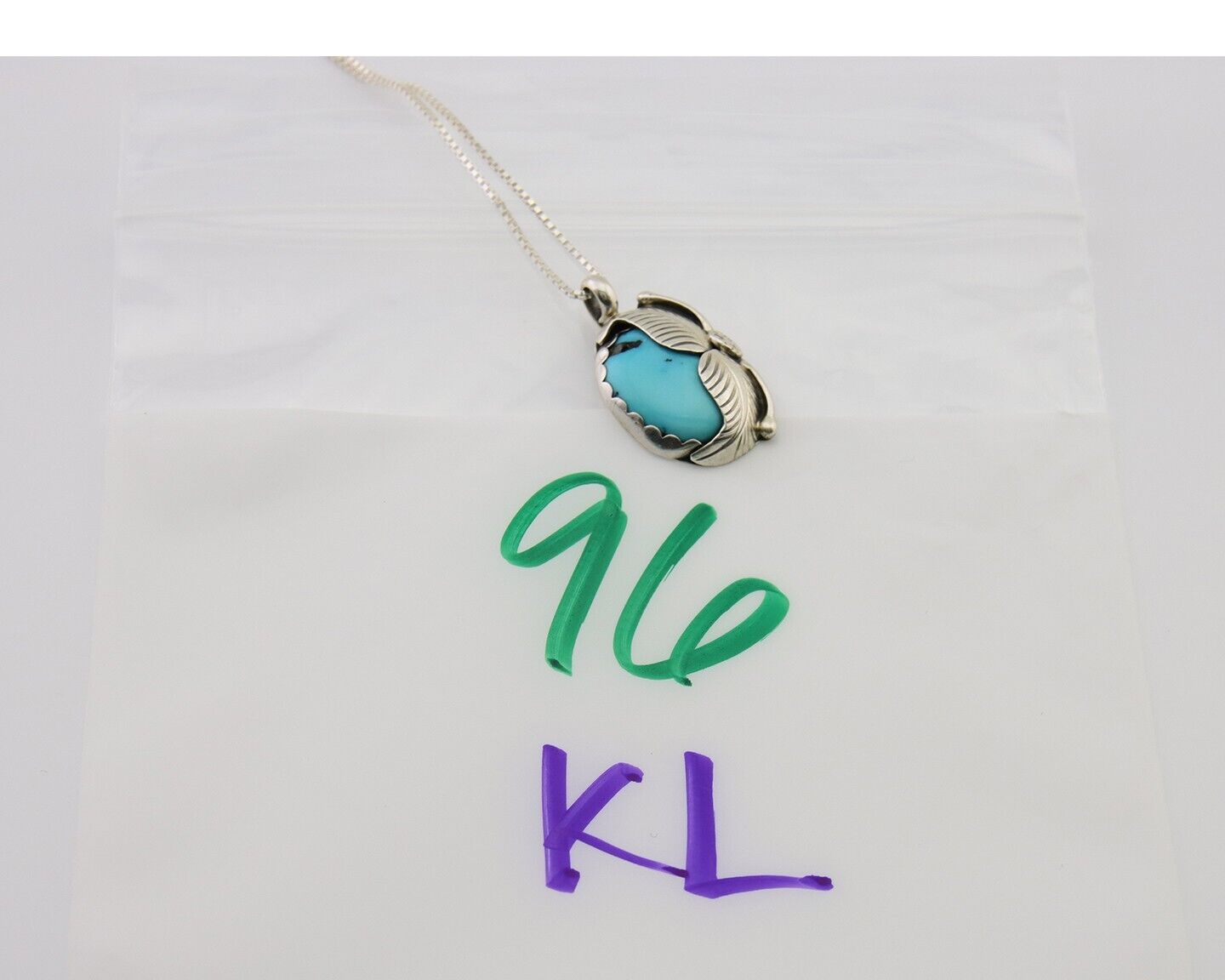 Navajo Necklace 925 Silver Natural Blue Turquoise Artist Signed D Zachary C.80's