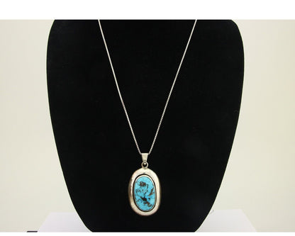 Navajo Necklace 925 Silver Natural Turquoise Artist Signed C Montoya C.80's