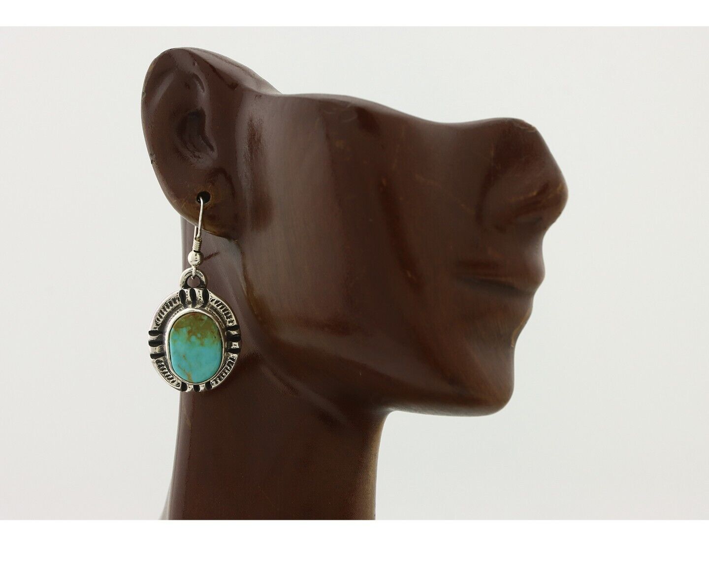 Navajo Handmade Earrings 925 Silver Natural Arizona Turquoise Signed Gecko C.80s