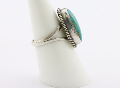 Navajo Ring .925 Silver Natural Kingman Turquoise Native American Signed C.80's