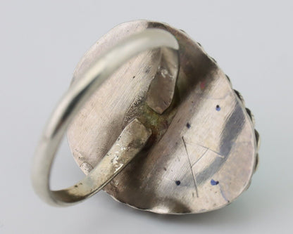 Navajo Ring 925 Silver Natural Turquoise Native American Artist C.80's