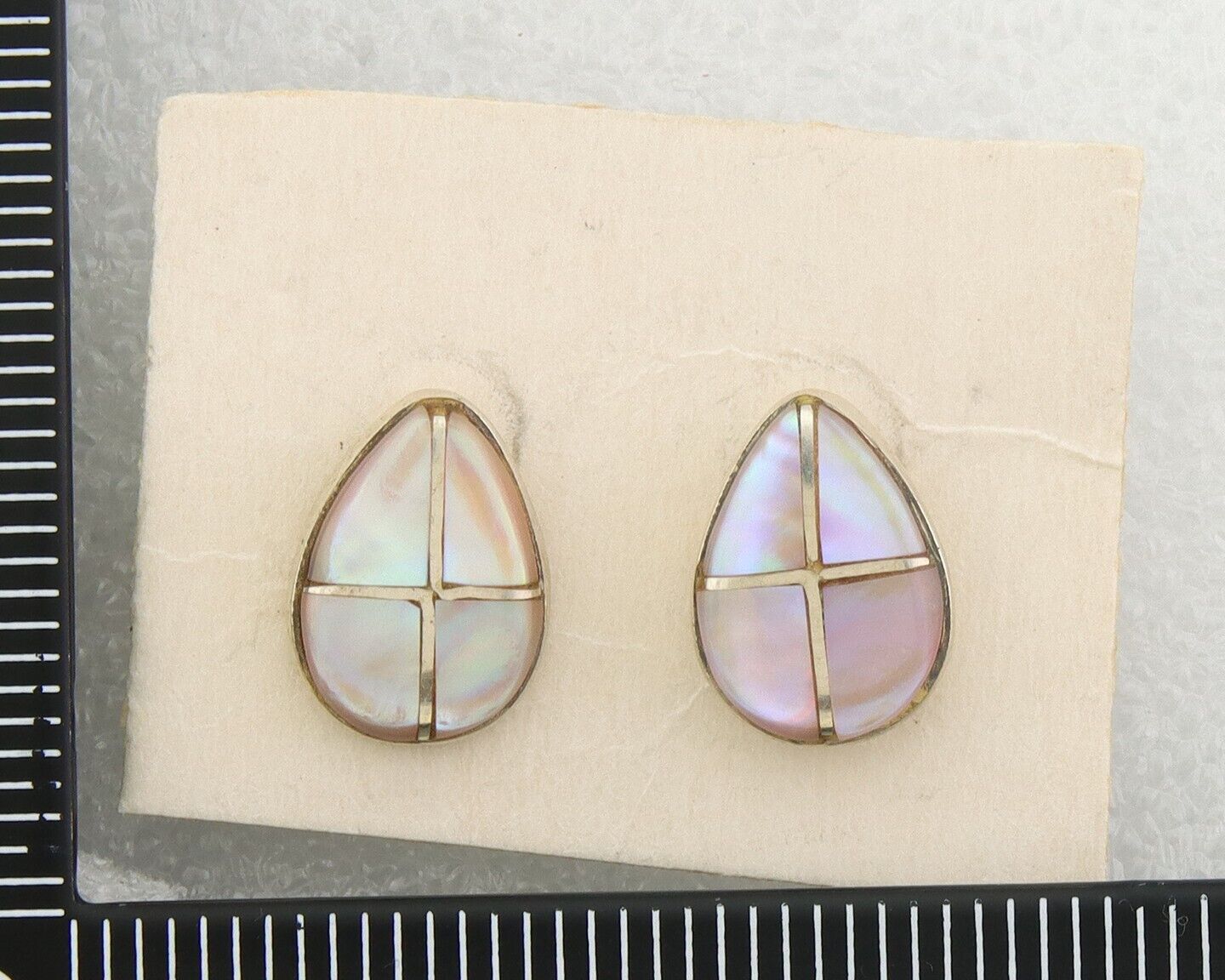 Navajo Earrings 925 Silver Pink Mussel Native American Artist C.80's