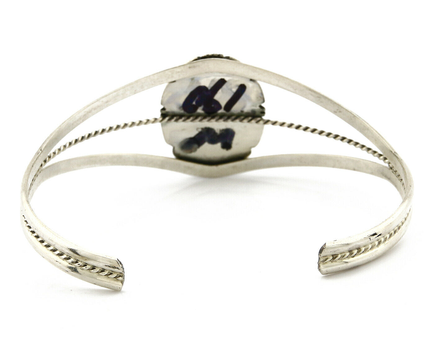 Navajo Bracelet .925 Silver Tiger Eye Sapphire Signed Sapphire Signed Sarah Chee