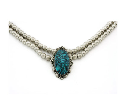 Navajo Horse Head Necklace Sterling Silver Turquoise Vintage Johnny Blue Jay