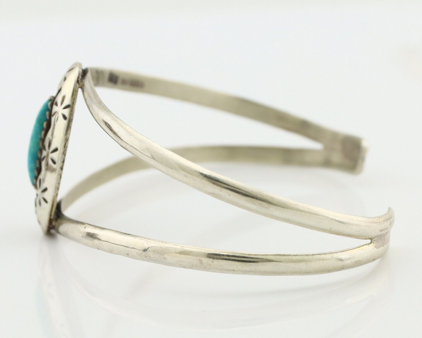 Navajo Bracelet 925 Silver Kingman Turquoise Artist Signed IJC C.80's