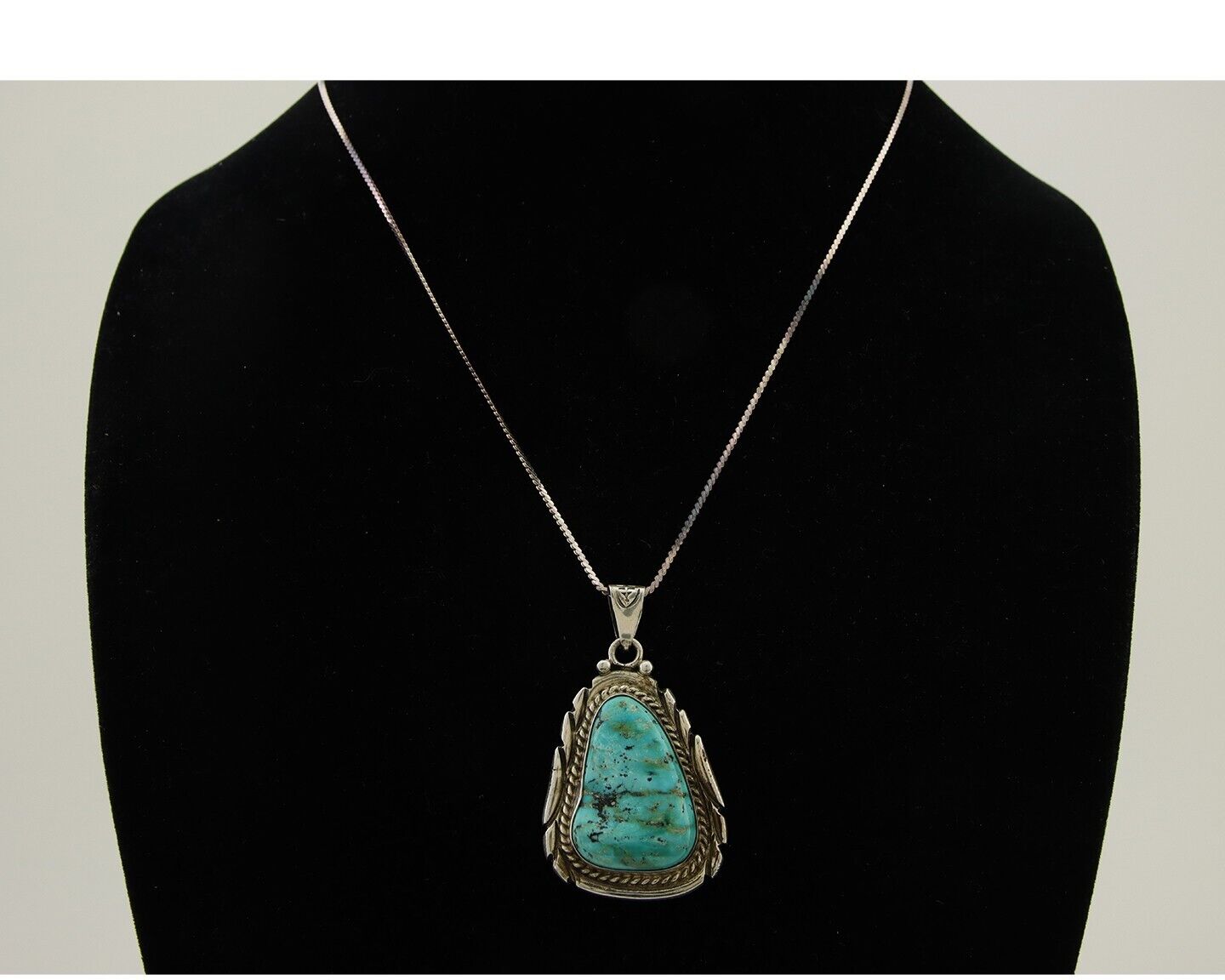 Navajo Necklace 925 Silver Natural Turquoise Artist M Montoya C.80's