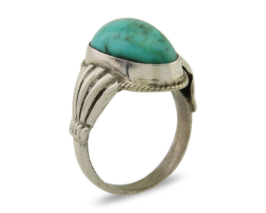 Navajo Handmade Ring 925 Silver Natural Turquoise Native Artist C.80's