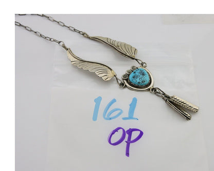 Navajo Turquoise Necklace 925 Silver Artist Signed Margie Chee C.80's