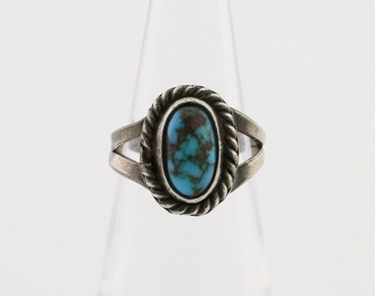 Navajo Ring 925 Silver Kingman Turquoise Native American Artist C.80's