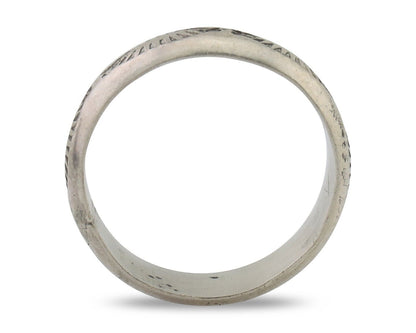 Navajo Hand Stamped Band 925 Silver 6.0 mm Signed Larry Chavez Size 11 C.80's