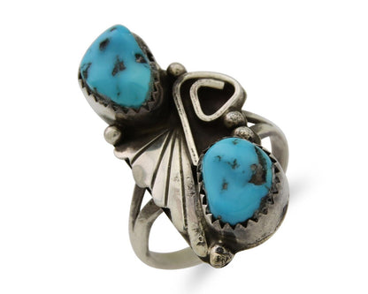 Navajo Ring 925 Silver Natural Blue Turquoise Native American Artist C.80's
