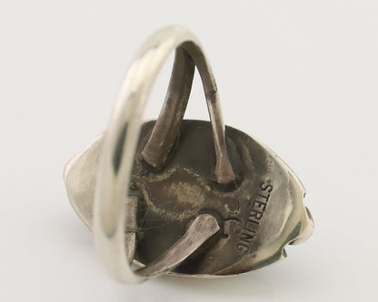 Navajo Ring 925 Silver Sleeping Beauty Turquoise Artist Signed SC C.80's