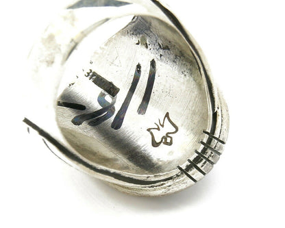 Navajo Artist Montoya Handmade Stamped Natural Onyx .925 Silver Ring