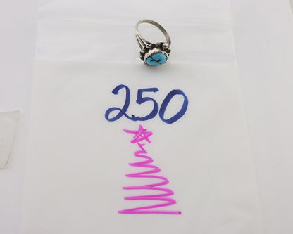 Navajo Ring 925 Silver Sleeping Beauty Turquoise Artist Signed SC C.80's