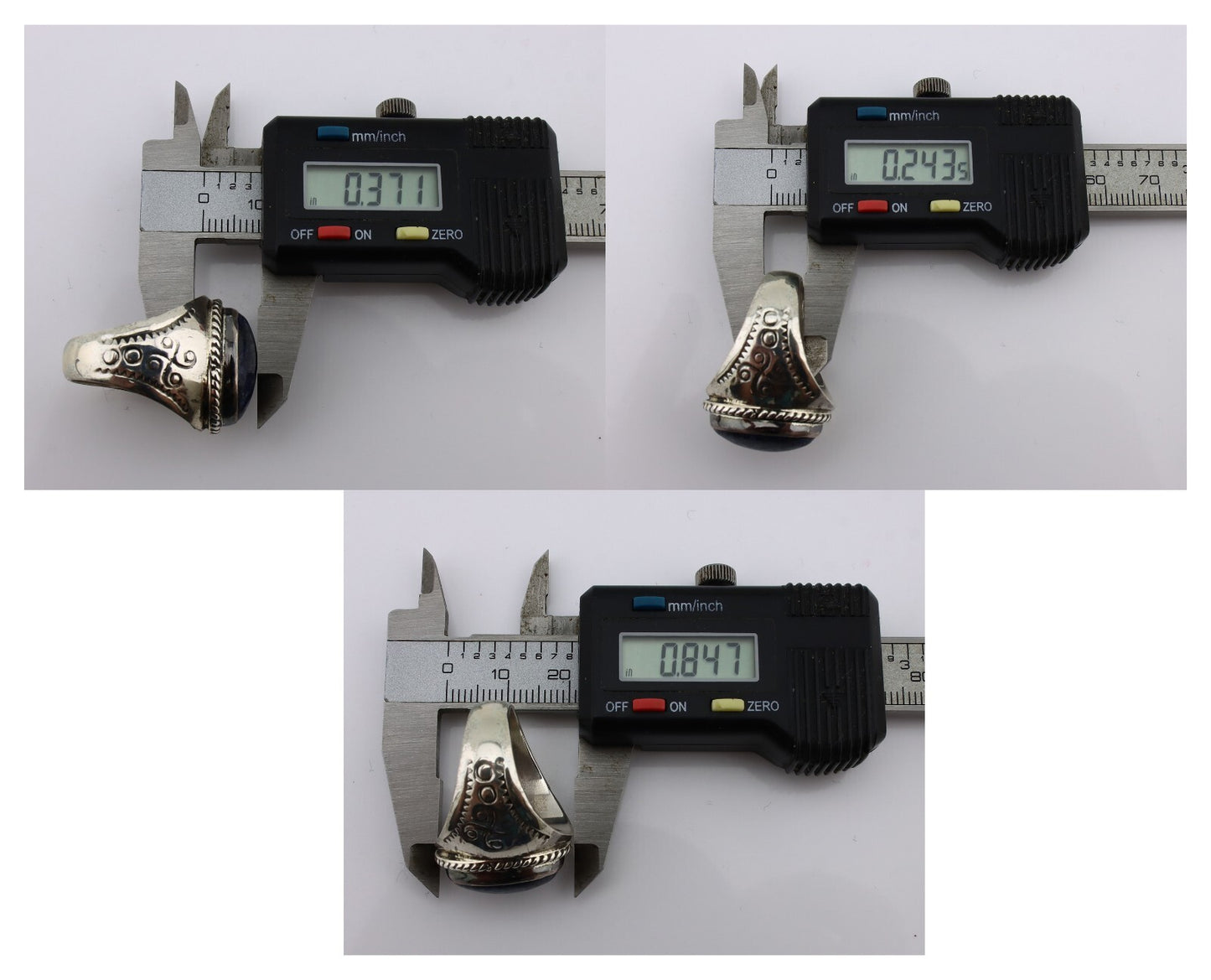 Navajo Ring 925 Silver Natural Blue Lapis Lazuli Native American Artist C.80's