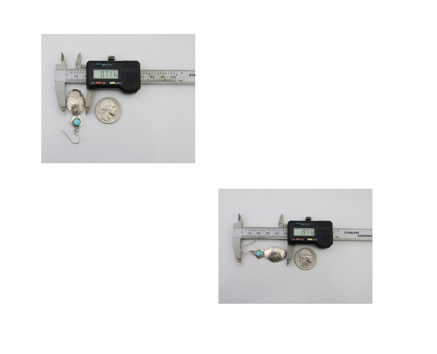 Navajo Dangle Earrings 925 Silver Natural Turquoise Artist Signed JB C.80's