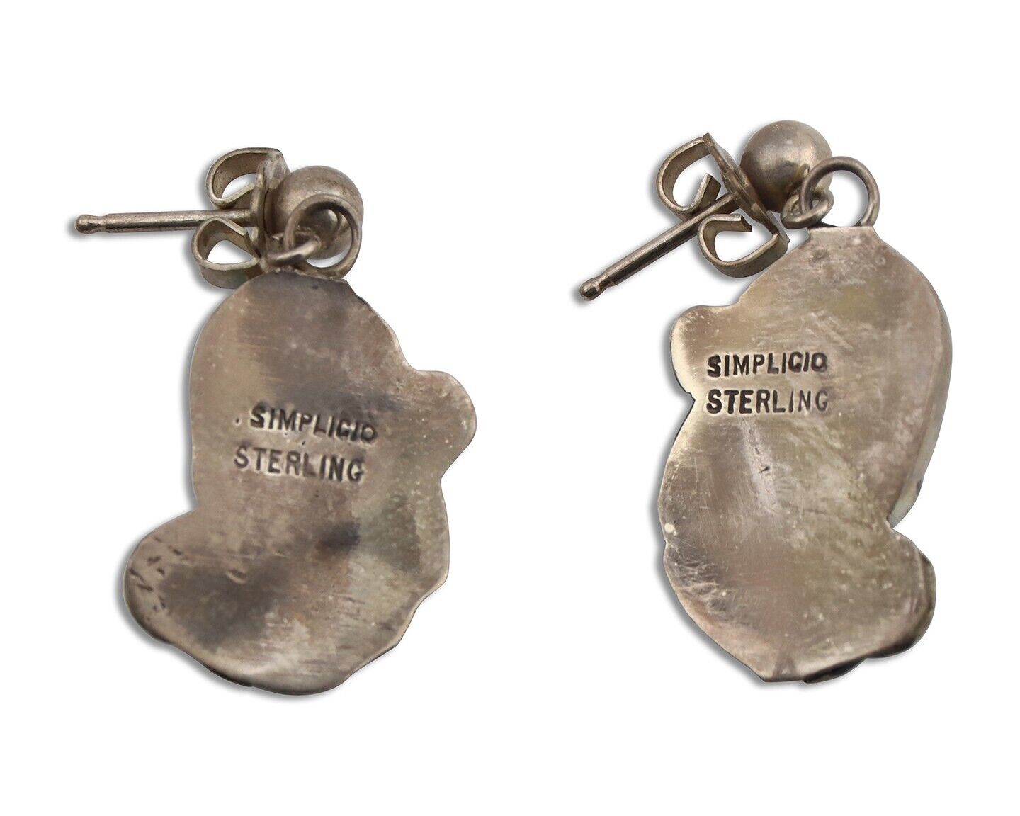 Zuni Dangle Handmade Earrings 925 Silver Blue Turquoise Native Artist C.80's