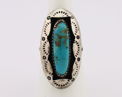 Navajo Ring 925 Silver Kingman Turquoise Native American Artist C.80's