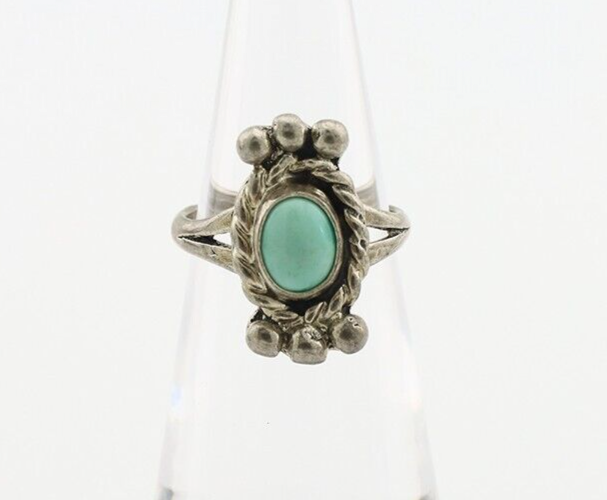 Navajo Ring 925 Silver Natural Blue Turquoise Native American Artist C.1980's